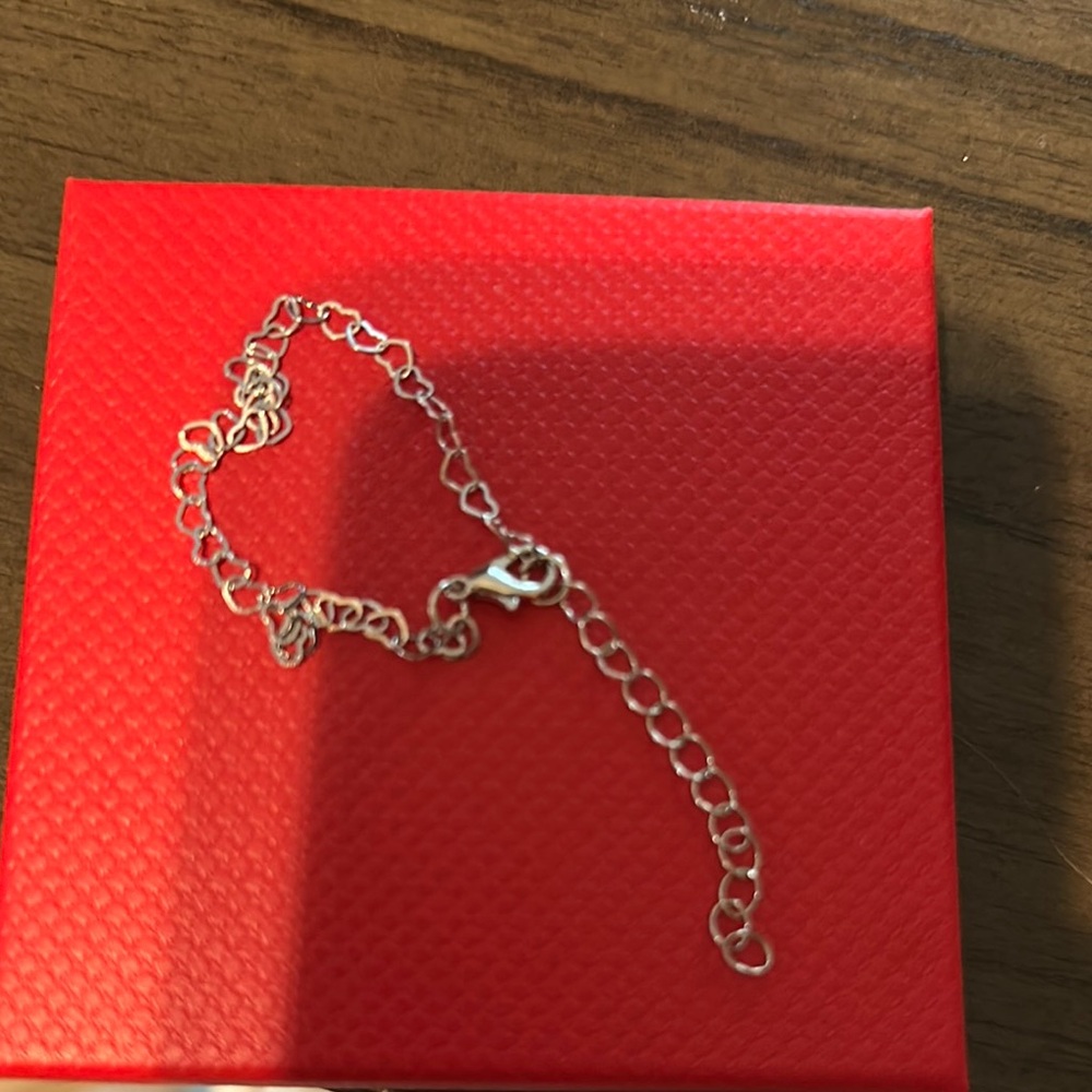 Nib Elegant Silver Interlocking Heart Chain Brace… - image 2